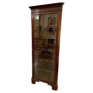 Antique Edwardian Mahogany Corner Display Cabinet For Sale