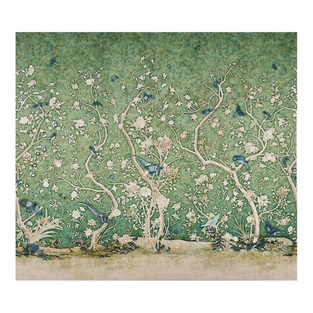 Schumacher X Mary McDonald Les Oiseaux Panel Set in Jade - Set of 3 For Sale