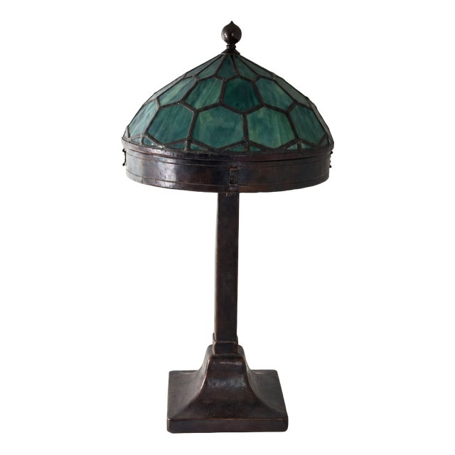 Swedish Art Nouveau Copper and Wrought Iron Table Lamp, 1890s For Sale