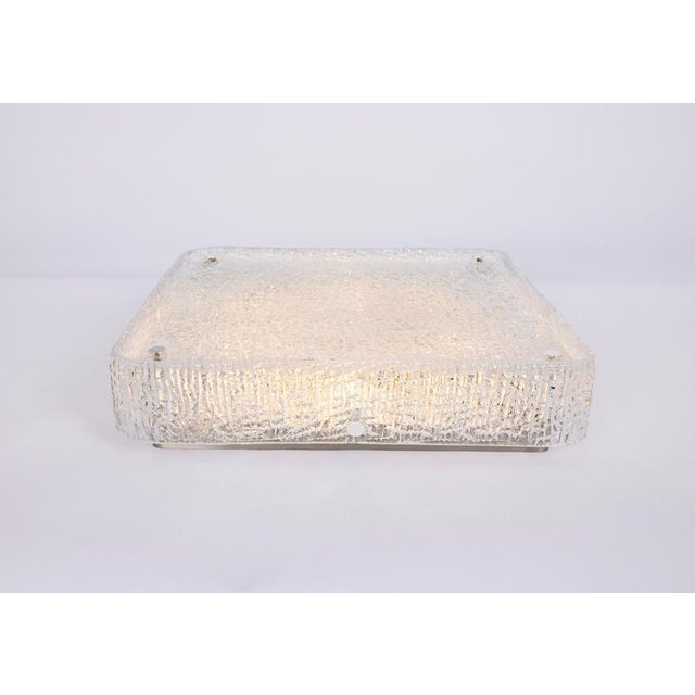 Large Square Murano Ice Glass Flush Mount from Kaiser Leuchten, 1970s For Sale - Image 10 of 11