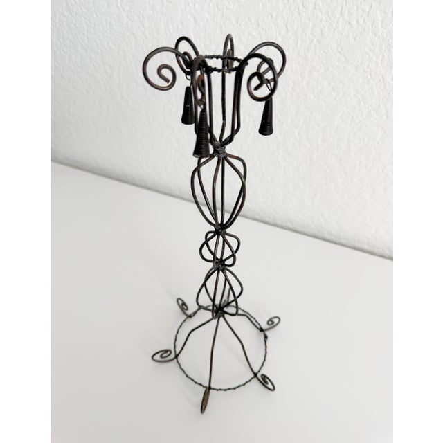1970s Vintage Wire Candle Holder With Tassels For Sale - Image 5 of 6