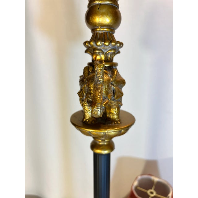 Textile Vintage Regency Elephant on Column Table Lamp For Sale - Image 7 of 11