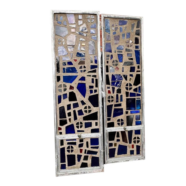Mid Century Stained Glass Windows - A Pair For Sale - Image 4 of 4
