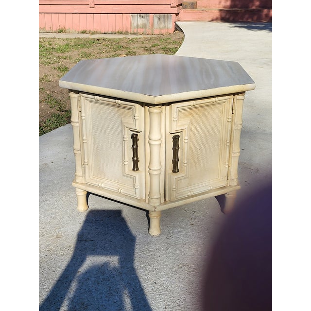 1980s 1980s Vintage Boho Chic Faux Bamboo Mersman Side Table For Sale - Image 5 of 12