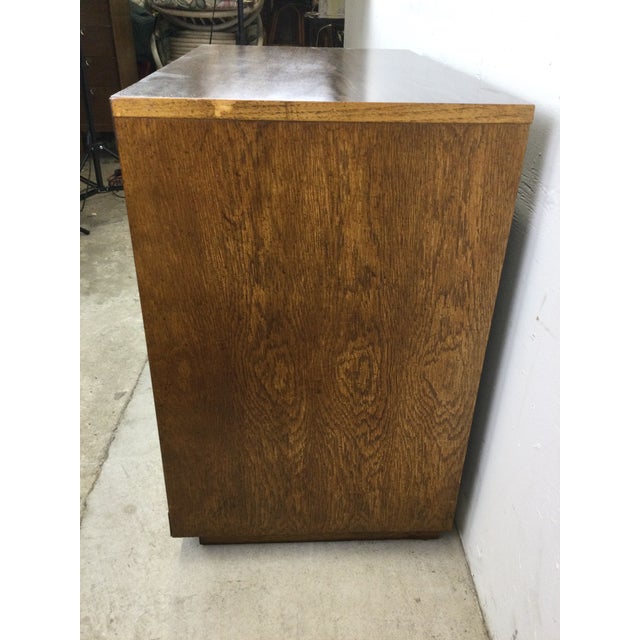 Mid Century Campaign Style Three Drawer Dresser With Brass Hardware For Sale - Image 4 of 12