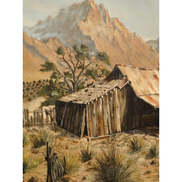 Farmhouse 'Dona Ana Southwest Desert Cabin View' Oil Painting, Connie Blake For Sale - Image 3 of 12