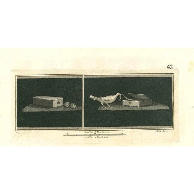 Ancient roman still life, from the series "antiquities of herculaneum", is an original etching on paper realized by...