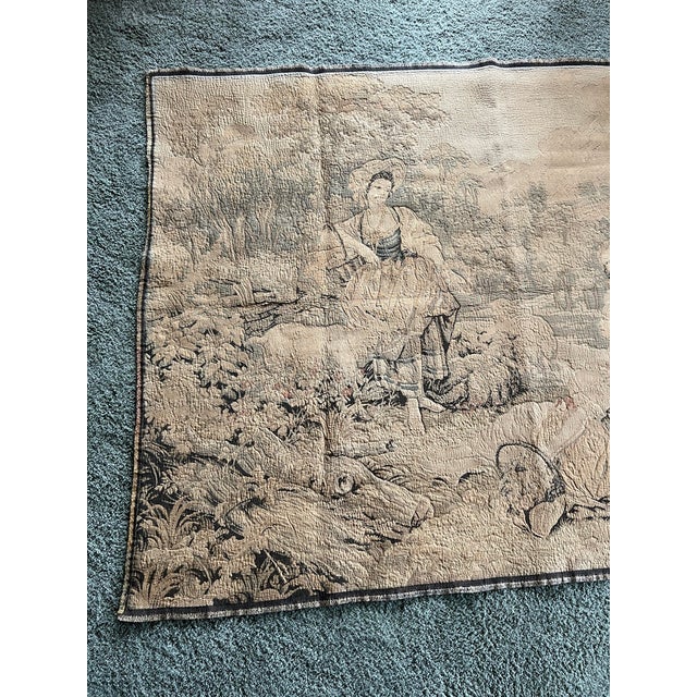 Vintage French-Style Jacquard Woven Pastoral Tapestry, 72” X 54” For Sale - Image 4 of 10