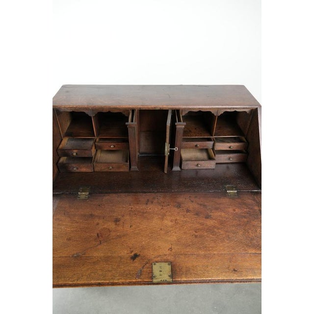 Brown Antique English Oak Secretary with Drawers, 18th Century For Sale - Image 8 of 14