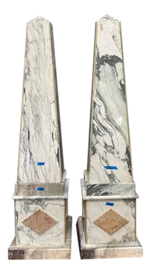 Early 20th Century Monumental Marble Obelisks- a Pair