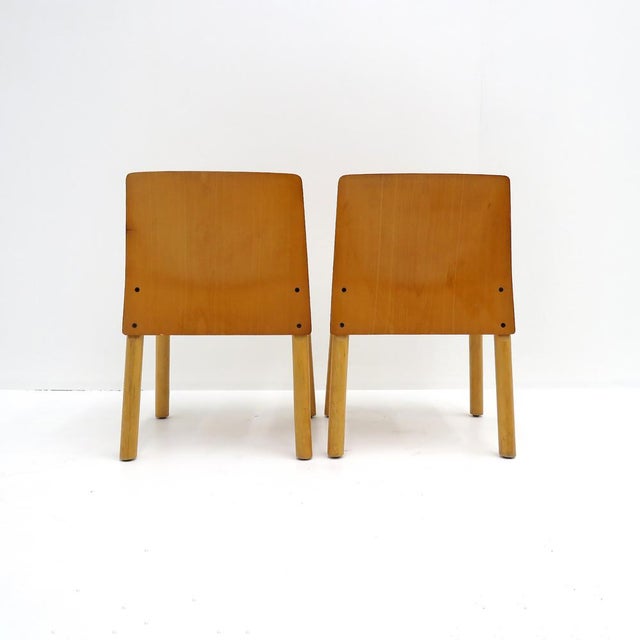 Italian Plywood Dining Chairs in the Style of Scarpa, Italy, 1980 For Sale In Los Angeles - Image 6 of 11