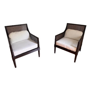 1990s Pair of Cane Accent Chairs For Sale
