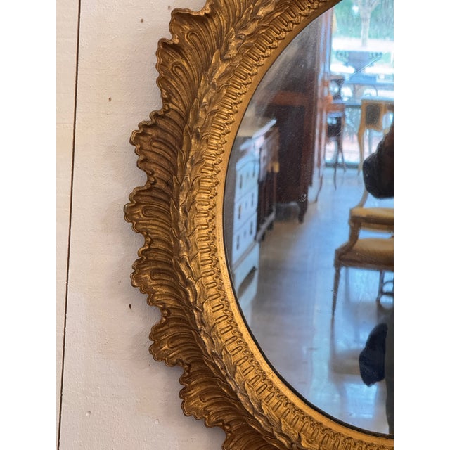 Continental Oval Mirror in an Ornate Gilt Gesso Frame For Sale - Image 6 of 7