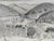 Framed pen and ink landscape drawing by Rosemary and Thomas Naegele, depicting a detailed village and rolling hill scene....