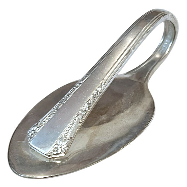 Shabby Chic Artist-Made Rogers Silverplate Spoon Place Card Holders – Set of 6 For Sale - Image 3 of 6