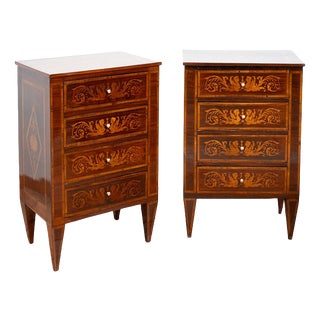 Antique Lombard Louis XVI Nightstands in Polychrome Wood, 19th Century, Set of 2 For Sale