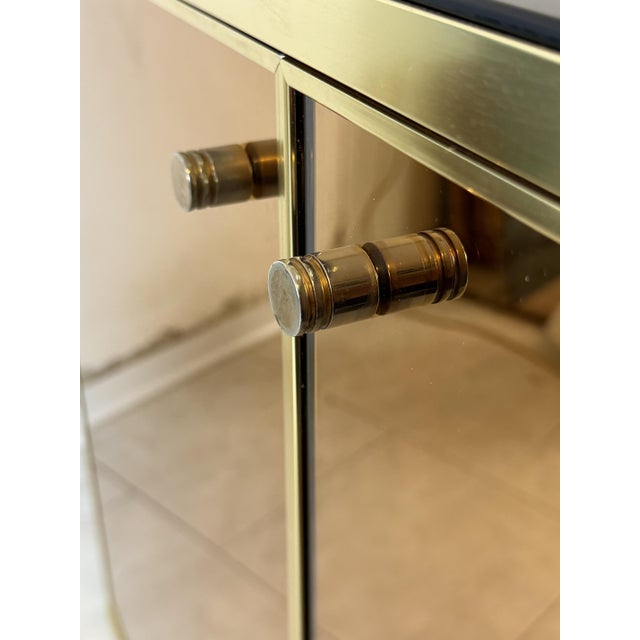 Gold Mirrored Glass and Brass Storage Units attributed to Renato Zevi, 1970s, Set of 2 For Sale - Image 17 of 18