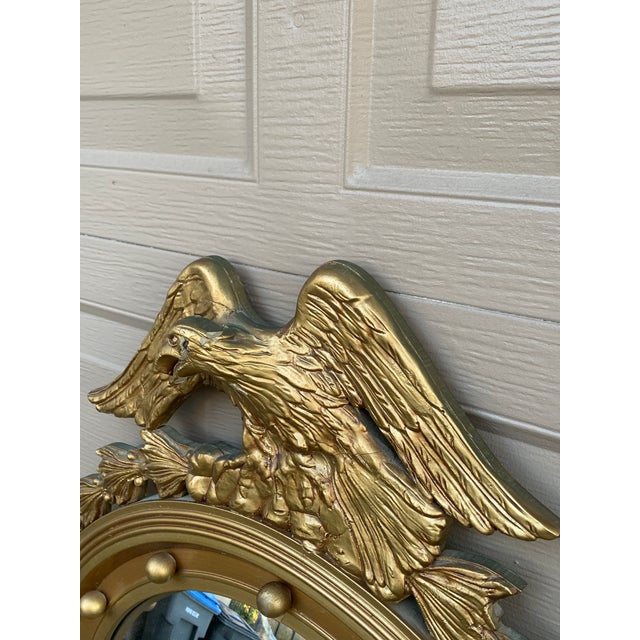 American Federal Giltwood Eagle Bullseye Convex Mirror For Sale - Image 4 of 12