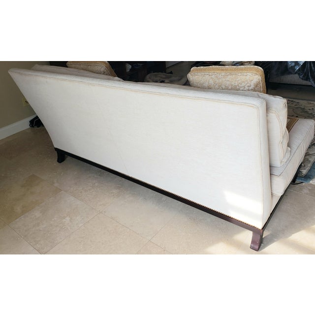 Ej Victor Luxe Sofa in a Rich Dark Cream With Sumptuous Silk and Brocade Pillows For Sale - Image 17 of 18