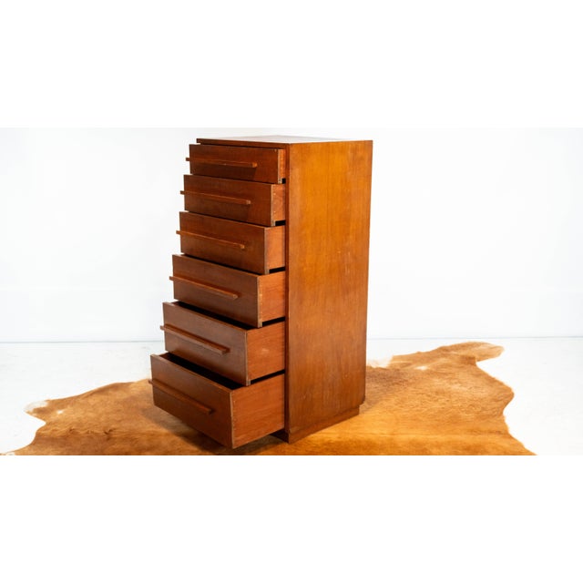 Wood 1960s Mid Century Teak Asymmetrical Tall Dresser For Sale - Image 7 of 18