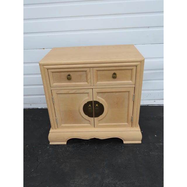 Bernhardt Hollywood Regency White Oak Large Nightstands End Bedside Tables a Pair 6400 For Sale - Image 15 of 18