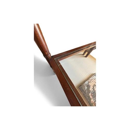 Brown Vintage Bamboo Display Cabinet with Vienna Straw and Glass Shelves For Sale - Image 8 of 10