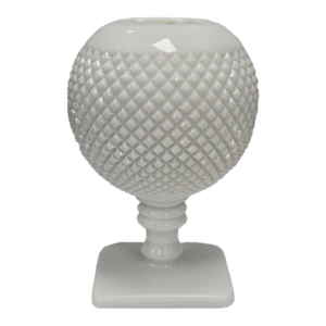 Vintage MCM Westmoreland English Hobnail Ivy Rose Bowl White Milk Glass Pedestal