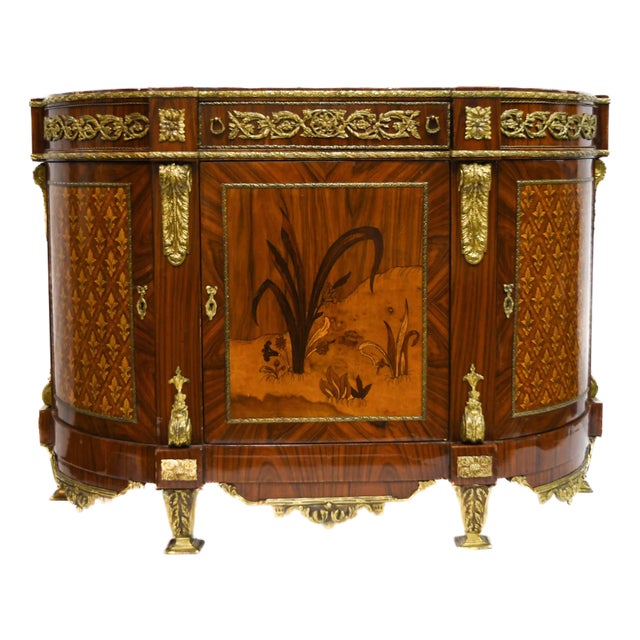 Napolean III Style Marquetry Inlay Credenza For Sale