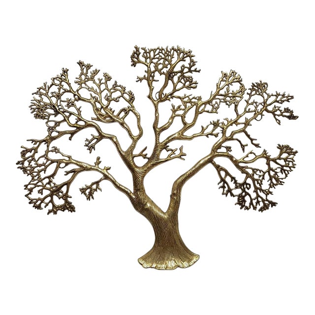 Late 20th C Brass Tree Wall Sculpture, Organic Brutalist Style For Sale