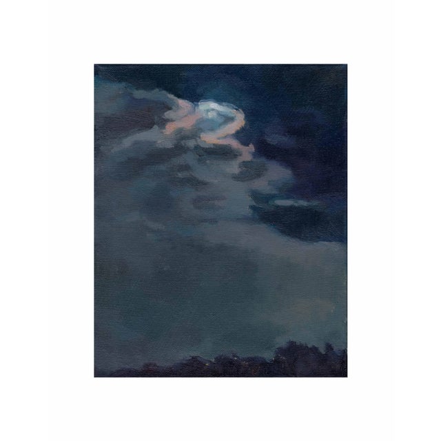 Moon and Clouds Landscape Painting Print by Michelle Farro For Sale