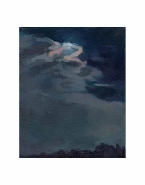 Moon and Clouds Landscape Painting Print by Michelle Farro