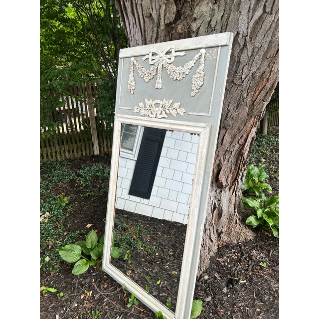 Shabby Chic Vintage French Trumeau Style Mirror For Sale - Image 3 of 6
