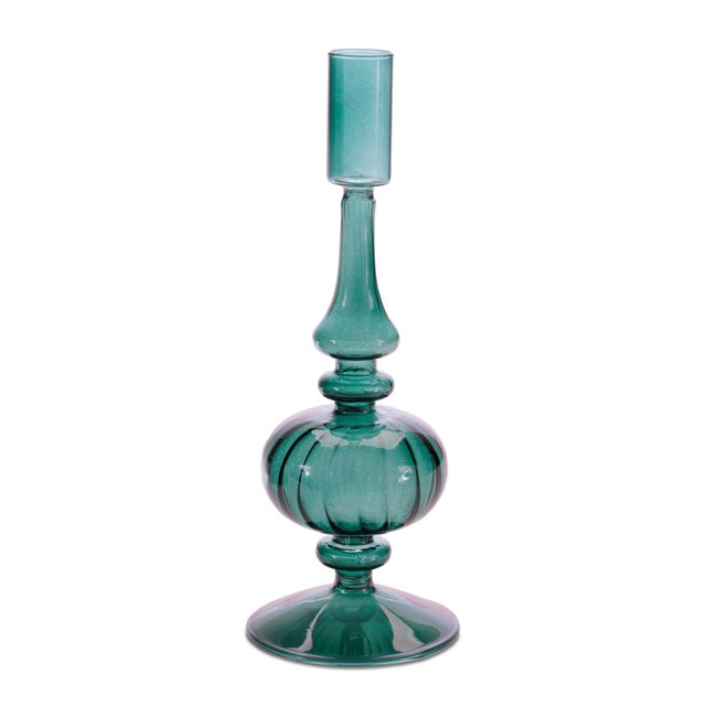 Kenneth Ludwig Chicago Ribbed Glass Taper Candle Holder (Set of 3) For Sale - Image 4 of 6