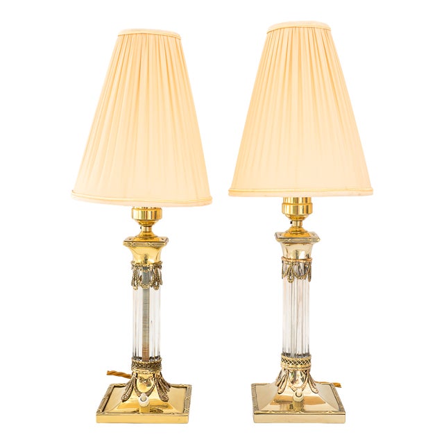 Art Deco Table Lamp with Fabric Shade, Vienna, Austria, 1920s For Sale