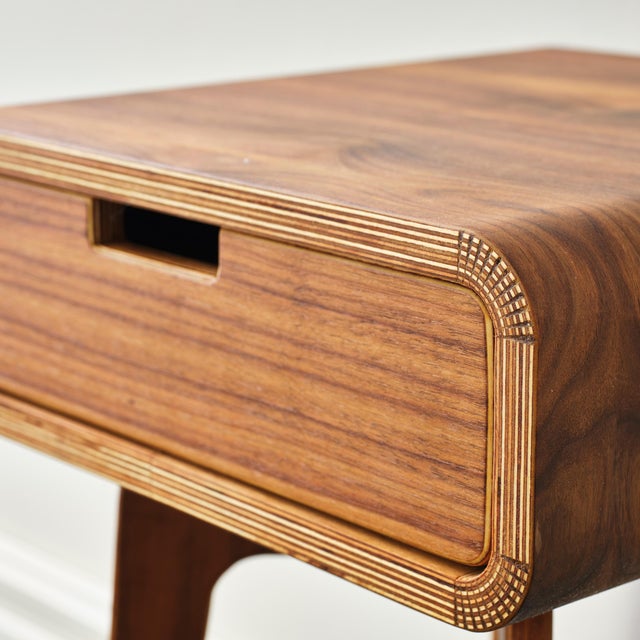 Mid-Century Modern Modern End Table With Drawer - 25"h - Walnut For Sale - Image 3 of 8