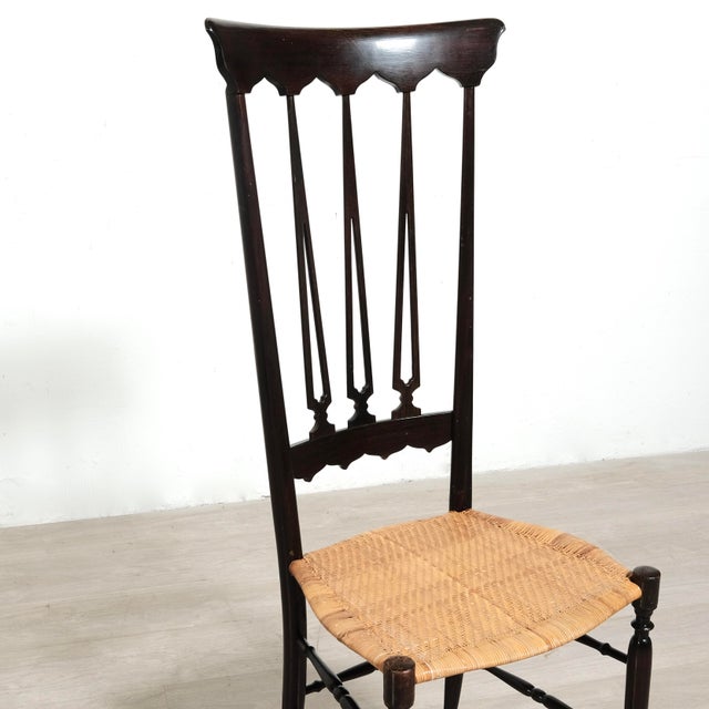 Chiavarina Chair in Wood and Woven Rod, 1940s For Sale - Image 6 of 10