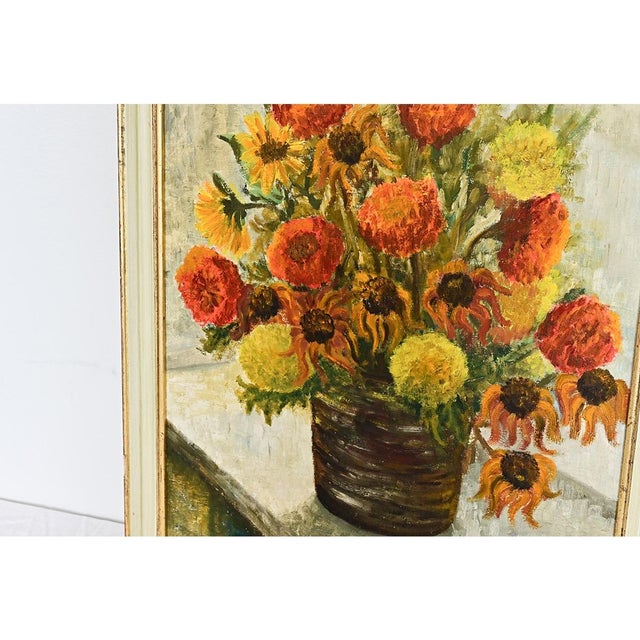 English Vintage Framed Floral Still Life Painting For Sale In Baton Rouge - Image 6 of 8