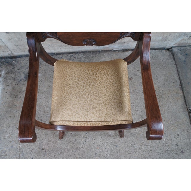 Late 19th Century Late 19th Century Antique Victorian Stomps Burkhardt Mahogany Curule Saddle Seat Armchair For Sale - Image 5 of 12