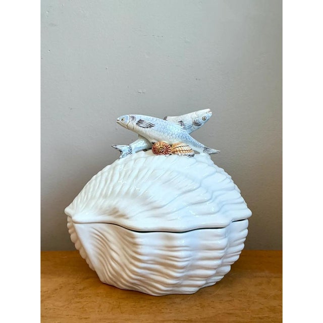 Ceramic Vintage Italian Glazed Ceramic Fish Tureen For Sale - Image 7 of 12