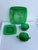 Anchor Hocking Vintage Mid Century 1940 Green Glass Sugar Bowl, Creamer & Plate Set of 4 For Sale - Image 4 of 9