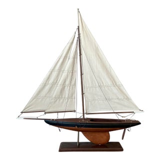 Vintage Coastal Scale Model of Sail Boat For Sale