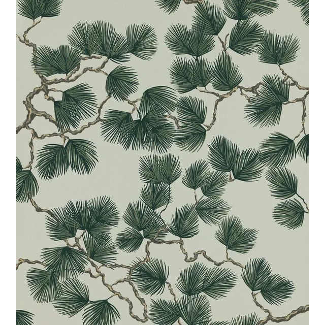 Sandberg for The House of Scalamandré Pine Wallcovering, Green For Sale