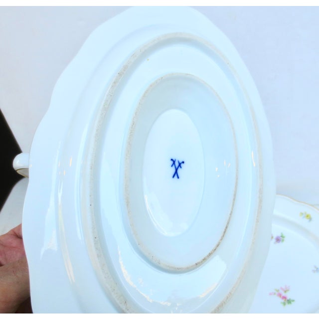 Meissen Scattered Flowers Pattern-- Set of 4 pieces excellent condition, and the measurements are of 3 size platters:...