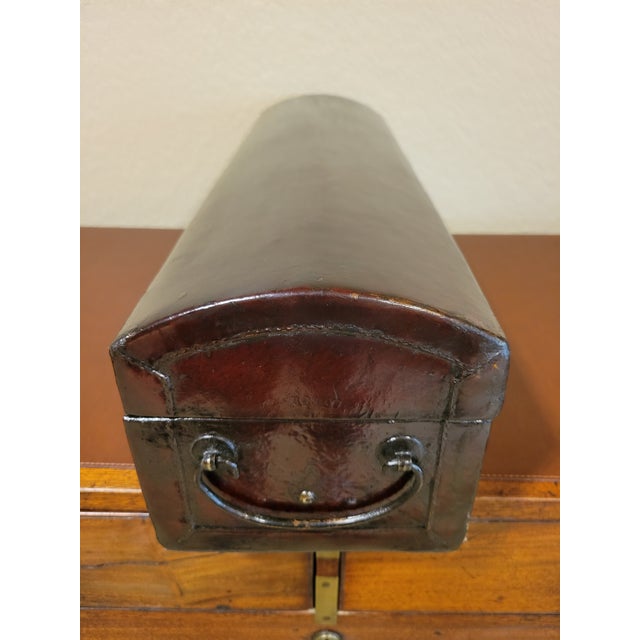 Antique Red Chinese Leather Scroll Box For Sale In Milwaukee - Image 6 of 7