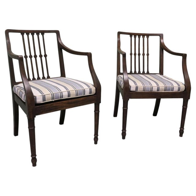 Blue Regency Elbow Chairs, Set of 2 For Sale - Image 8 of 8