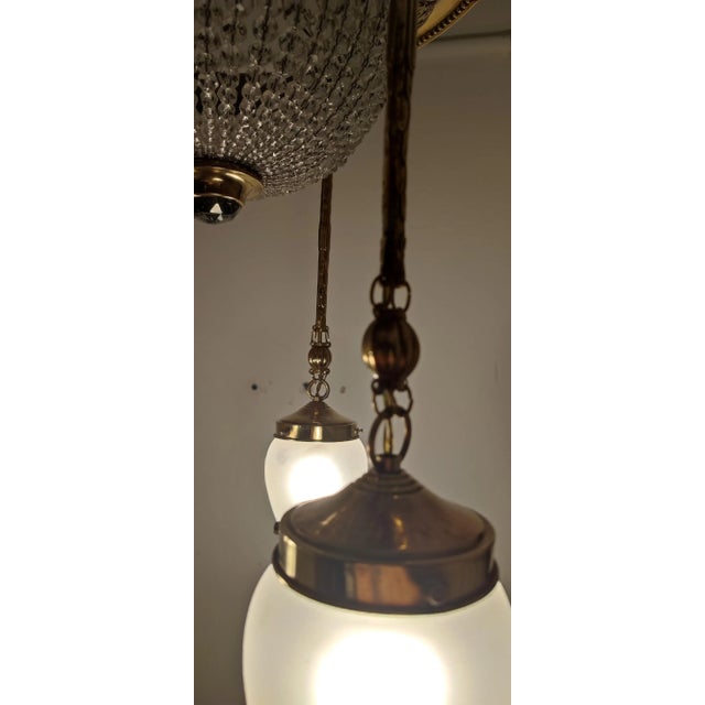 Czech Brass and Crystals Ceiling Lamp, 1900s For Sale - Image 11 of 17