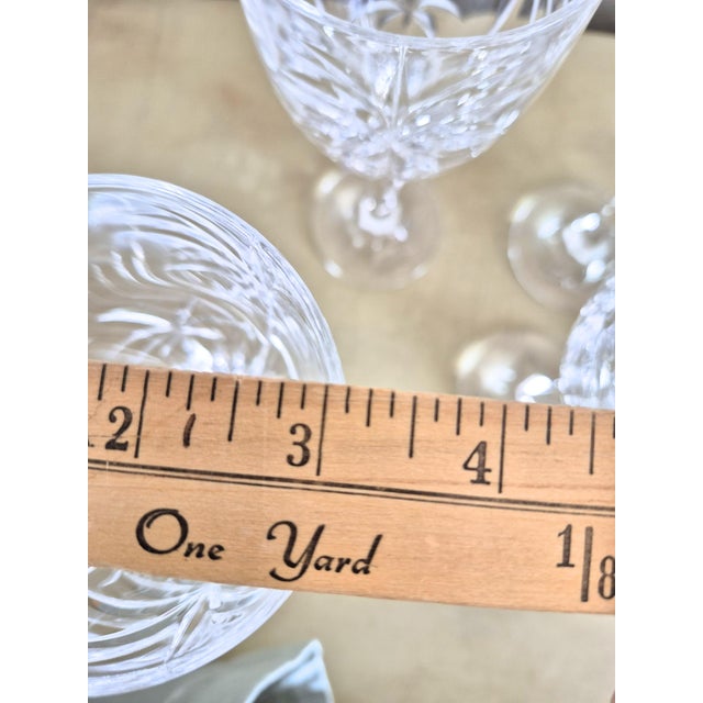 Glass Vintage Godinger Czech Crystal South Beach Cut Palm Tree Pattern Stemware Wine Water Goblet - Set of 8 For Sale - Image 7 of 7