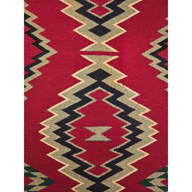 Vintage American Navajo Rug, Storm Pattern, Wool & Cotton, Southwestern Rug, 2x3 For Sale - Image 4 of 7