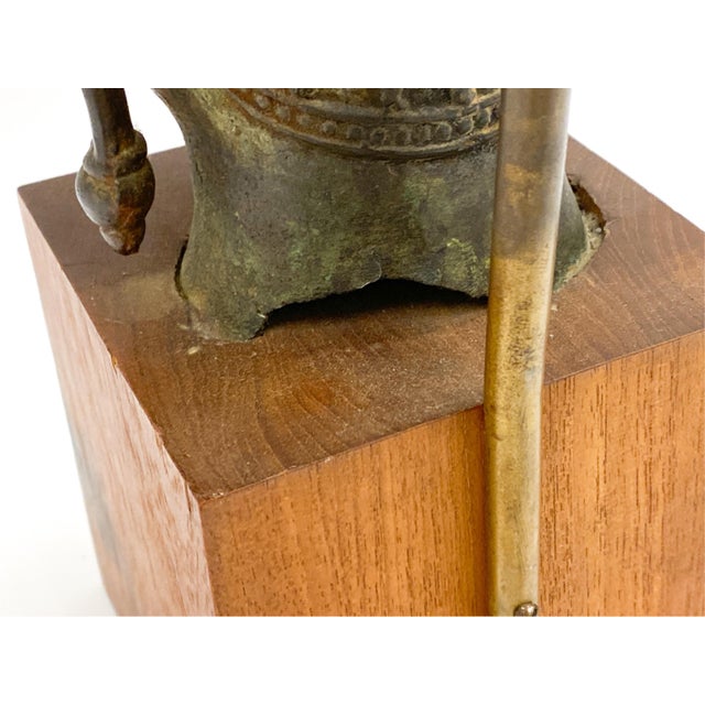Wood A 19th Century Southeast Asian Bronze Buddha Head Mounted as a Table Lamp For Sale - Image 7 of 12