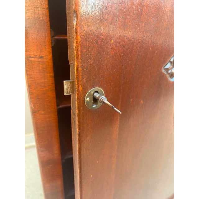 Antique Carved Mahogany Sheet Music Cabinet With Lock and Key For Sale - Image 10 of 17